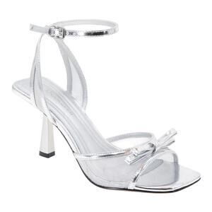 BCBGeneration Women's Rino Two Piece Buckle Dress Sandals Silver Size 7 1/2